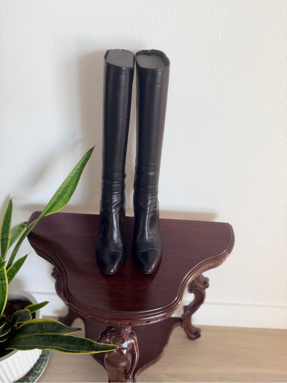 Jimmy Choo Black Leather Knee-High Boots – Size 38 (US 8)